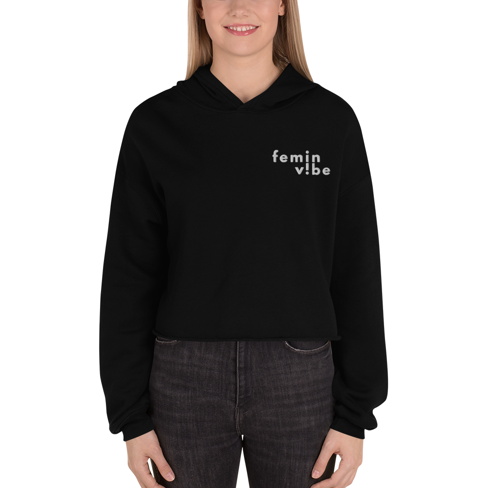 FeminVibe Crop Hoodie Stick-Logo