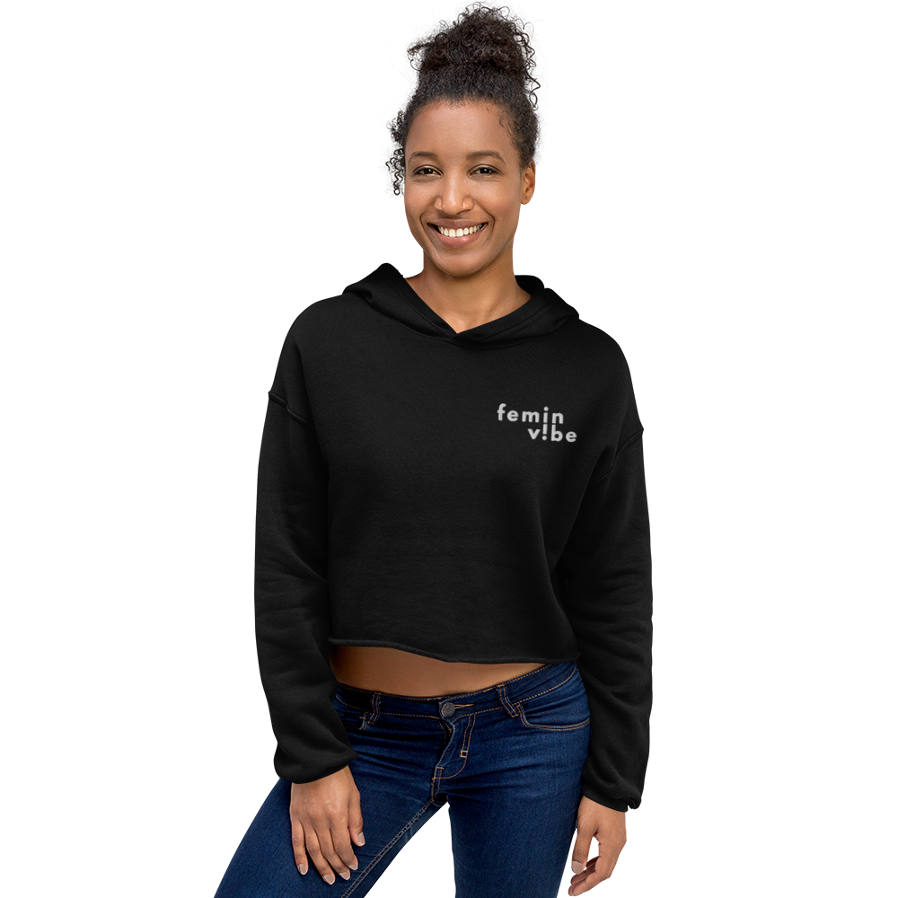 FeminVibe Crop Hoodie Stick-Logo