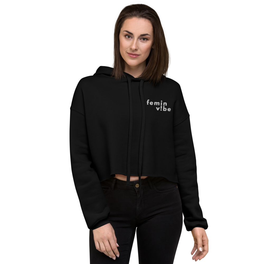 FeminVibe Crop Hoodie Stick-Logo