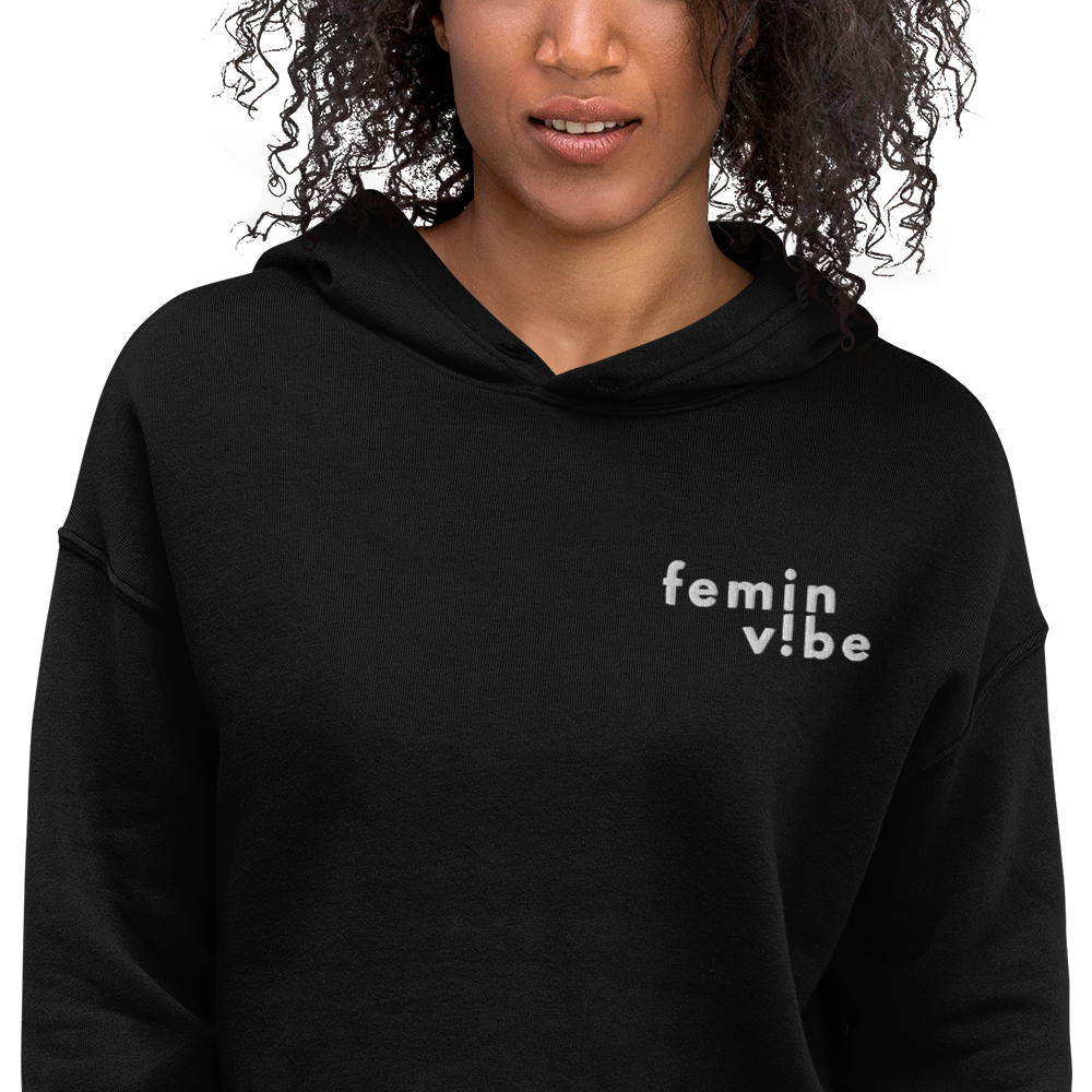 FeminVibe Crop Hoodie Stick-Logo