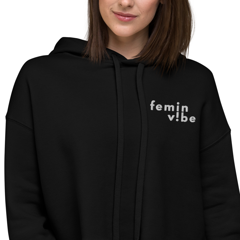 FeminVibe Crop Hoodie Stick-Logo