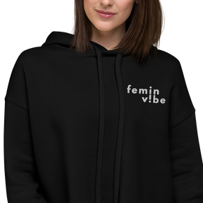 FeminVibe Crop Hoodie Stick-Logo